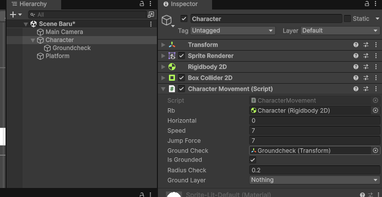 Tarik GroundCheck ke Script